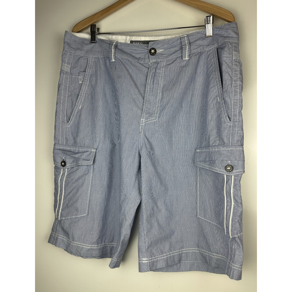 BKE Ackley Cargo Short Cotton Navy White Striped Flap Pockets Men's Size 36 - Picture 14 of 14